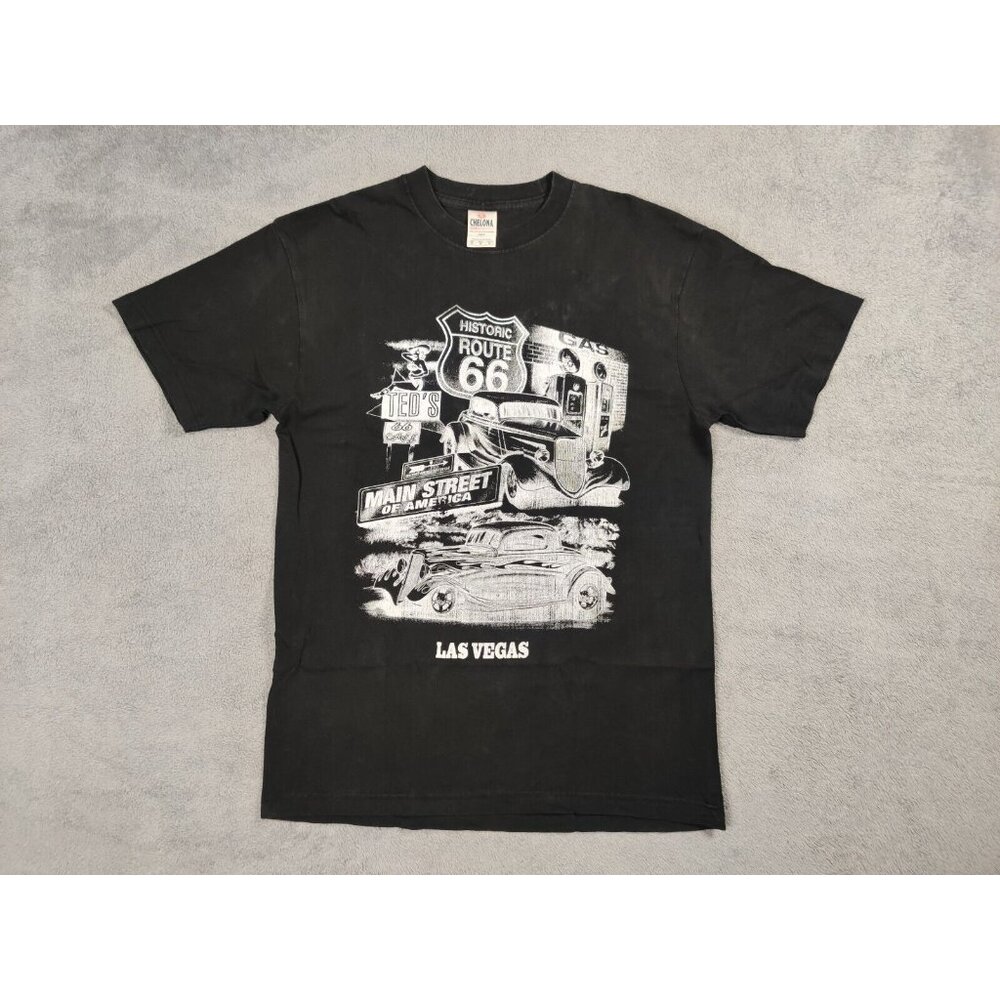 VINTAGE Historic Route 66 Shirt Adult Mens Medium Black Main Street of America